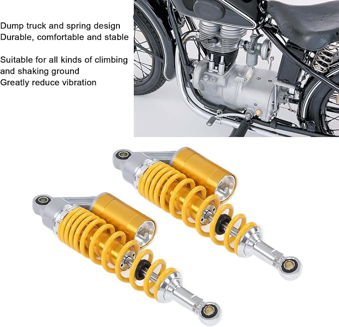 Pair 13.5 Inch Aluminum Motorcycle Shock Absorbers, Universal Smooth All alloy Comfy Damper for ATV Go Kart Quad Dirt Sport Bikes (Yellow