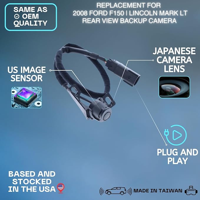 Backup Camera Replaces for 2008 Ford F150 | Lincoln Mark LT OE Part # 8L3Z19G490C 8L3T19G490BG 8L3Z19G490B | 8L3Z-19G490-C, 8L3T-19G490-BG, 8L3Z-19G490-B