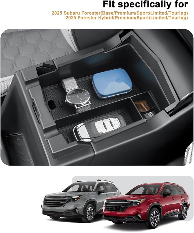 ECOZEN 2025 Forester Center Console Organizer - For 2025 Subaru Forester/Hybrid Armrest Box Organizer Storage Tray For 2025 Forester(Base/Premium/Sport/Limited/Touring) Accessories ABS