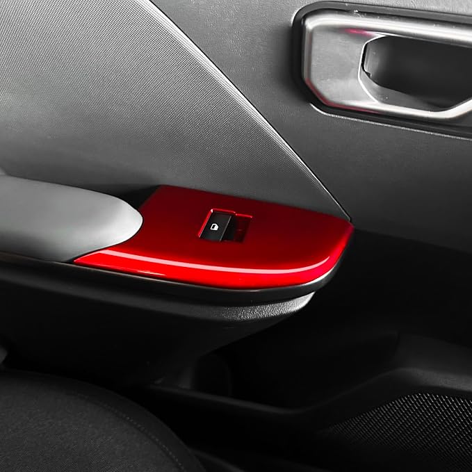 Car Interior Window Switch Panel Cover Side Door Glass Lock Control Button Cover Compatible with Kia K4 2025-2026 Accessories (Glossy Red Style)