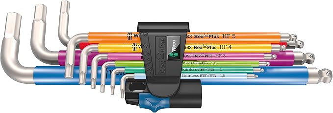 Wera - 05022699001 - L-key set, 3950/9 Hex-Plus Multicolour HF Stainless 1 L-key set, metric, stainless steel, with holding function, 9 pieces