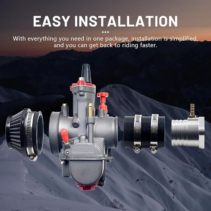 Performance PWK34 Carburetor Intake Manifold Kit for Predator 420cc 301cc GX390 GX340 GX270 Engine 11Hp 13Hp Mini Bike Go Kart Cart Lawnmower Water Pump Pressure Washer Parts Silver
