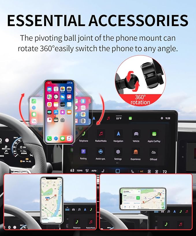 Car Phone Holder for Volkswagen VW Tiguan 2025-2026 Accessories 15-Inch Screen Fixed Clip, 360° Rotation Phone Mount Compatible with MagSafe, Does Not Affect Air Vent