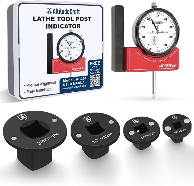 Lathe Tool Post Indicator and Low Profile Adapters Bundle