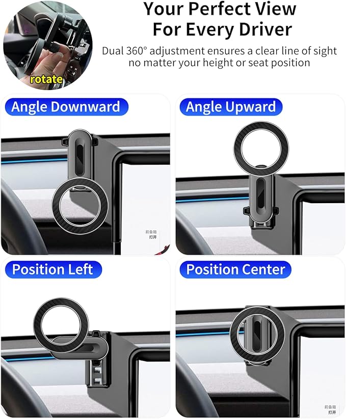 For Toyota Highlander 2020-2025 Interior Accessories,Custom Fit Phone Holder&Magsafe Car Mount,Dual 360°Adjustable,Dual N52 Magnets,Secure&Silent,No Vent Blocking,for iPhone Android,12.3-inch Screen