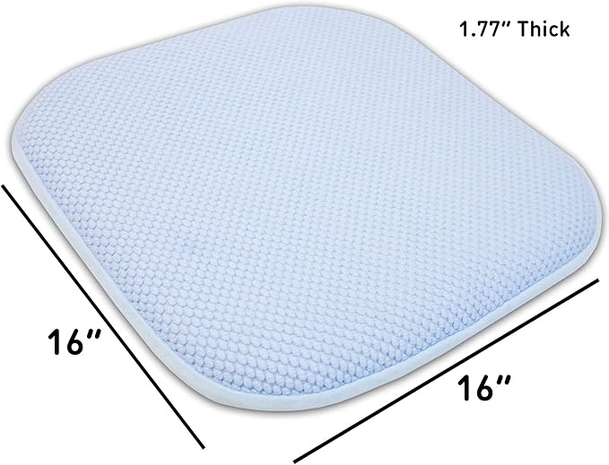 Sweet Home Collection Cushion Memory Foam Chair Pads Honeycomb Nonslip Back Seat Cover 16" x 16" 2 Pack Light Baby Blue