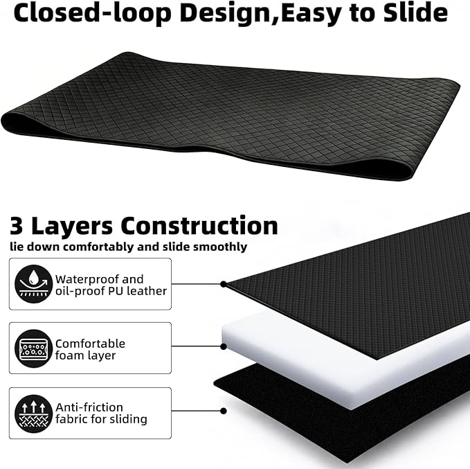 SUNCARACCL Magical Rolling Creeper Mat, Under Car Repair Pad, 60x28 Inch Mechanics Mat for Low Clearance, Automotive Creeper Mat with Portable Storage Bag, Work on All Terrains & Vehicles