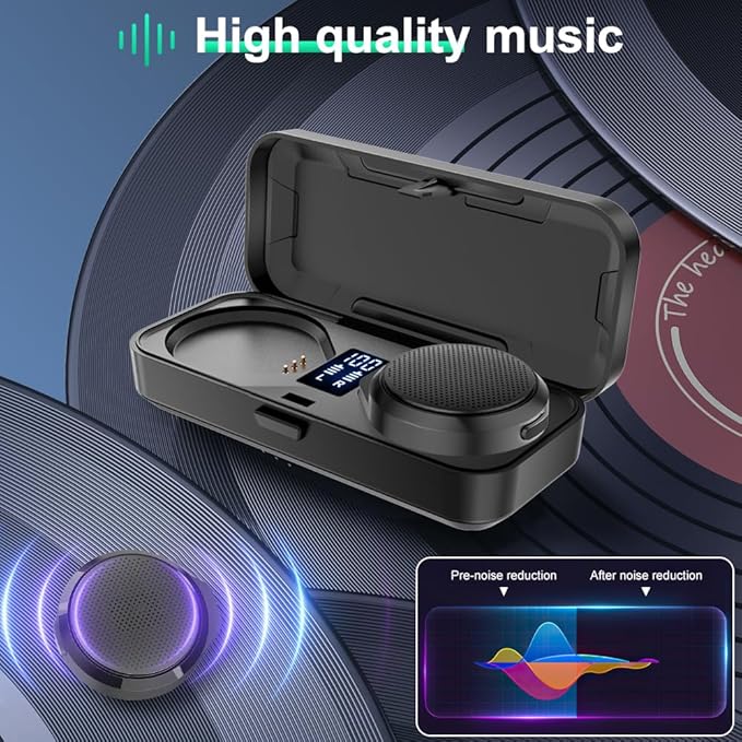 3T6B Motorcycle Bluetooth Headset with Charging Case, Helmet Bluetooth Speaker with Microphones & Remote Control, 1900mAh Battery, 50Hours Work Time, True Wireless Headsets for Riding and Skiing