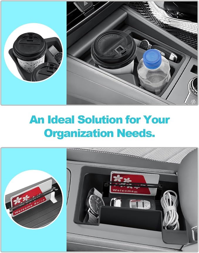 CDEFG 2Pcs for 2025 2026 Volkswagen Tiguan Center Console Organizers, for 2025 2026 VW Tiguan Accessories Middle Console Organizer Tray Armrest Storage Box Cup Holder