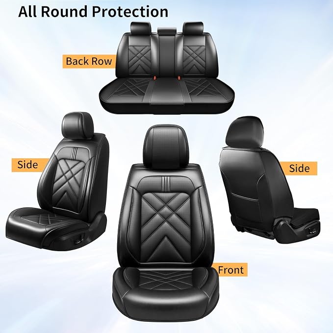 4Runner Car Seat Covers Custom Fit for Toyota 4Runner 2003-2026, Premium Full Coverage Leather Automotive Seat Protectors, All Seasons Waterproof Breathable, Airbag Compatible (Full Set, Black)