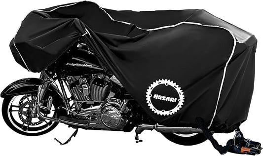 Nuzari Heavy Duty Motorcycle Cover - Motorcycle Covers Waterproof Outdoor Storage - Motorcycle Cover Waterproof Outdoor - Dirt Bike Covers (Black, XX-Large)