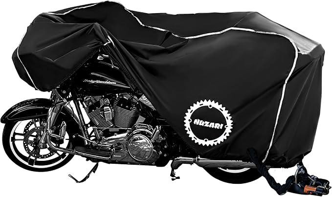 Nuzari Premium Motorcycle Cover - Motorcycle Covers Waterproof Outdoor Storage - Harley Davidson Motorcycle Cover - Bike Covers - Motorcycle Accessories XXL