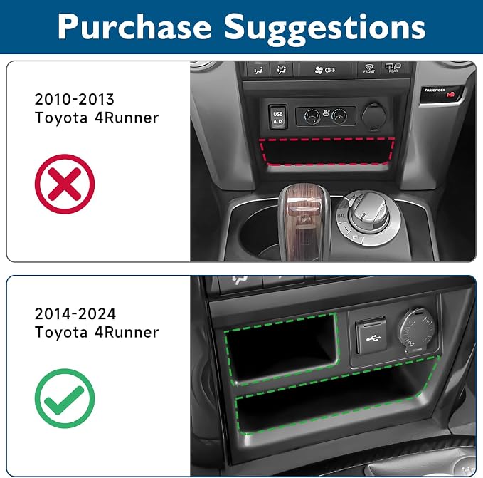 BIBLOZ Center Console Storage Drawer for Toyota 4Runner Accessories 2014-2022 2023 2024 Center Console Organizer Box Console Cubby Drawers 2PCS