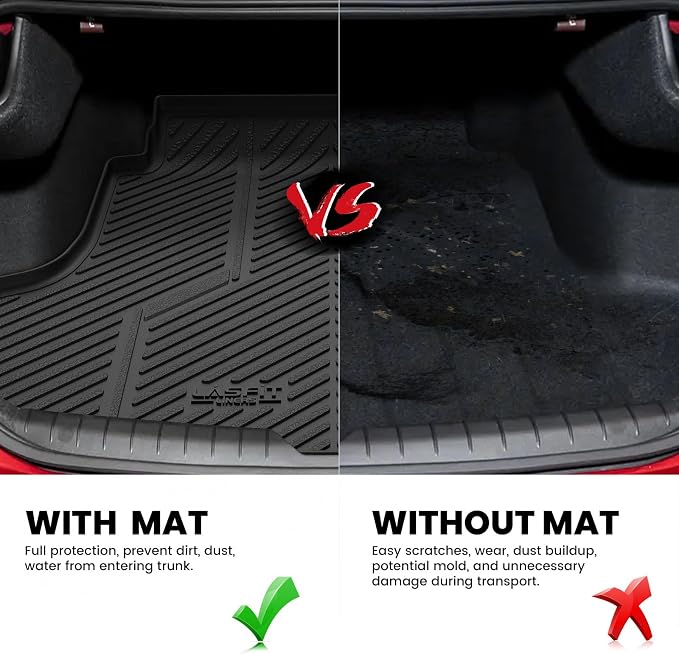 LASFIT Cargo Mat for Hyundai Sonata 2026 2025 2024 2023 2022 2021 2020 / Kia K5 2021-2026, All Weather TPE Custom Fit Car Trunk Mats Cargo Liners Accessories, Black
