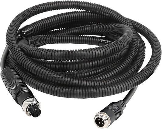 4 Pin Camera Cable with Corrugation Tube Cover, Aviation Extension, 4 Pin Video Cable for Backup Camera Rear View System RV Truck Trailer Bus Car Waterproof (10FT/3M)