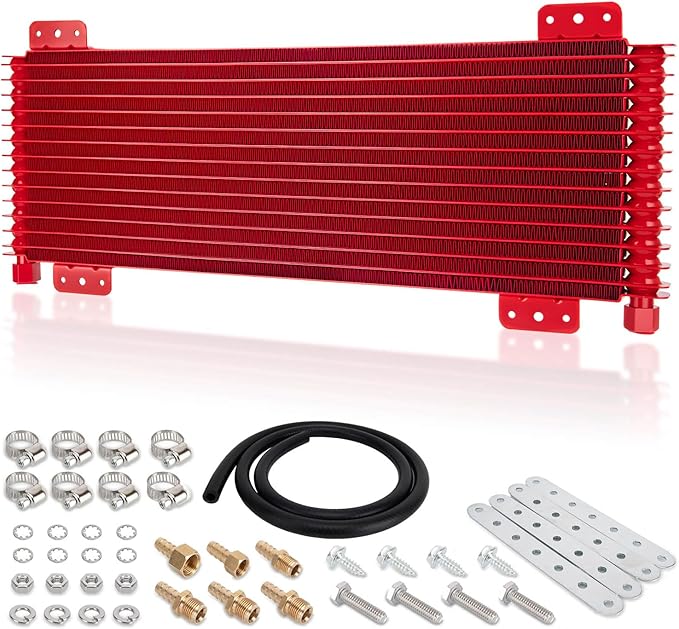 LPD47391 40k Transmission Oil Cooler, Heavy Duty 40,000 GVW Max, Low Pressure Drop, Compatible with Tru-Cool,Includes Mounting Hardware-Ideal for Heavy Vehicles,40,000 GVW transmission cooler (red)