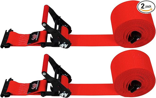2 Pack E-Track Ratchet Straps, 2" x 8' Heavy Duty Cargo Tie-Downs, 4400LBS Break Strength, Standard E Track Fitting Tie Down, Ultimate Heavy Duty E Track Cargo Strap System for Trailer, Truck
