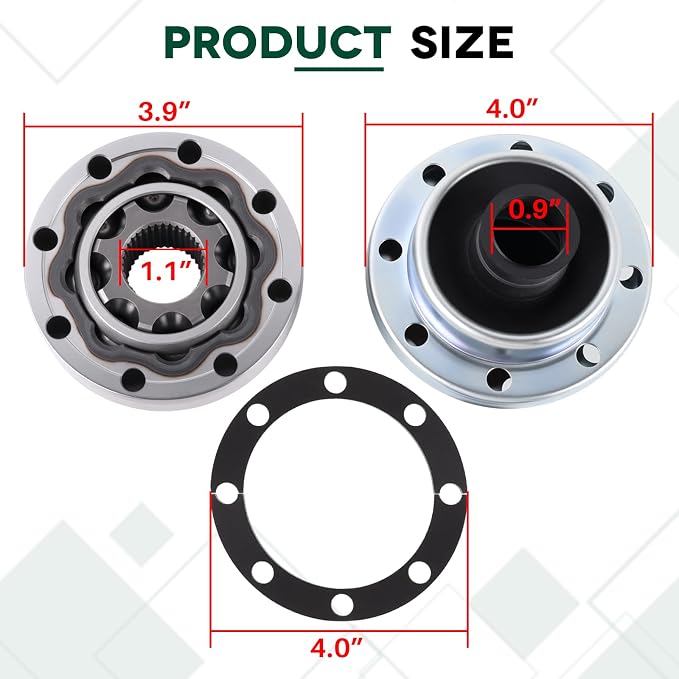 1744014 CV Joint Kit Compatible with Jeep 2007-2018 Wrangler 2-door and 4-door, JK Wrangler (2-door), JKU Wrangler Unlimited (4-door)