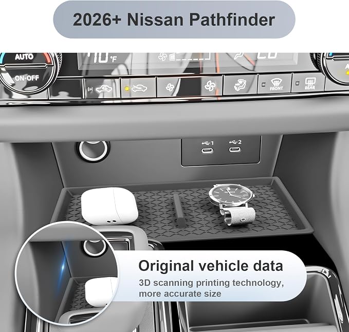 SKTU for 2026 Nissan Pathfinder Wireless Charging Mat 2026+ Pathfinder SV Wireless Charging Pad Nissan Pathfinder 2026 Accessories Rubber Non-Slip Console Mat (Only for Pathfinder SV)