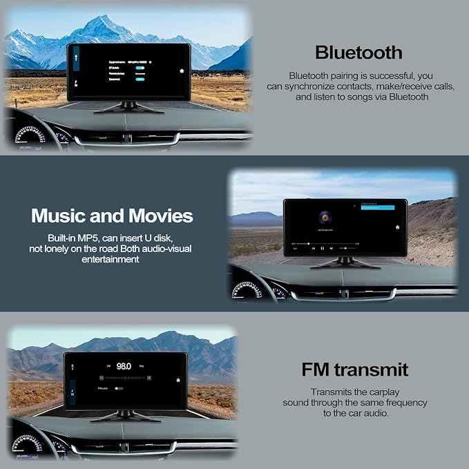 10.36" 4K RV Backup Camera System DVR Recording Quad Split Touch Screen Monitor, 4X 1080P Full Color Night Vision IP67 Waterproof, Parking Mode, Bluetooth, FM, 9-36V for RV Truck Trailer Tractor