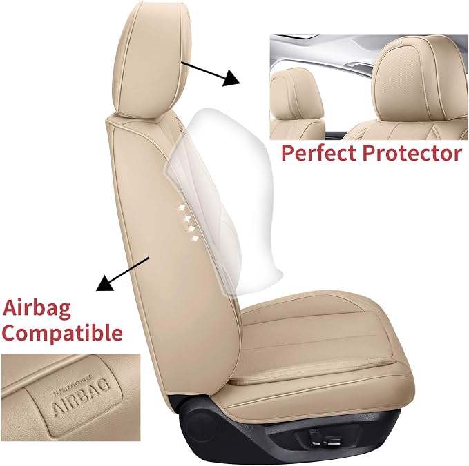 Coverado Seat Covers, Car Seat Covers Full Set (Beige, FullSet)