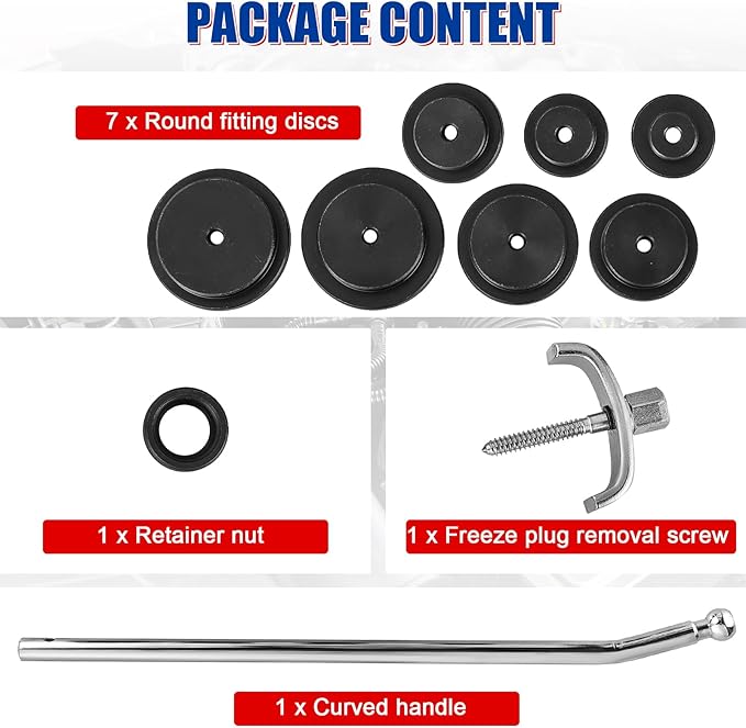 NYXOVA 10PCS Diesel Freeze Plug Installer & Remover Kit, Heavy-Duty Frost Plug Installation Tool Set for Engine Repair, Includes Storage Case