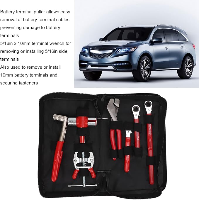 Battery Service Tool Kit 7pcs Anti-Rust Battery Terminal Wrench Set for Car Maintenance and Repair