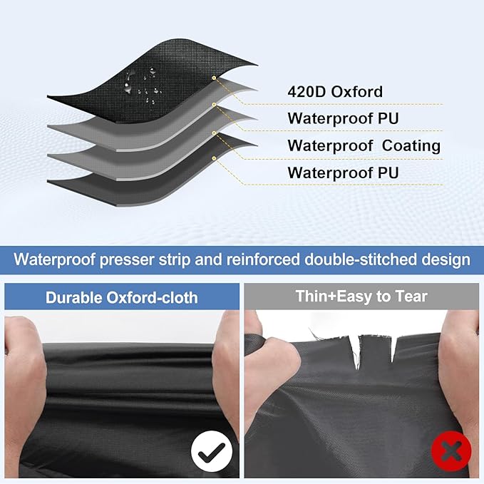 QUNSUNUS Motorcycle Cover for Ultra Limited,Road Glide Limited,Gold Wing,Road Master with Vent Holes and Lock Holes for Wind, Sun, UV and Dust Protection