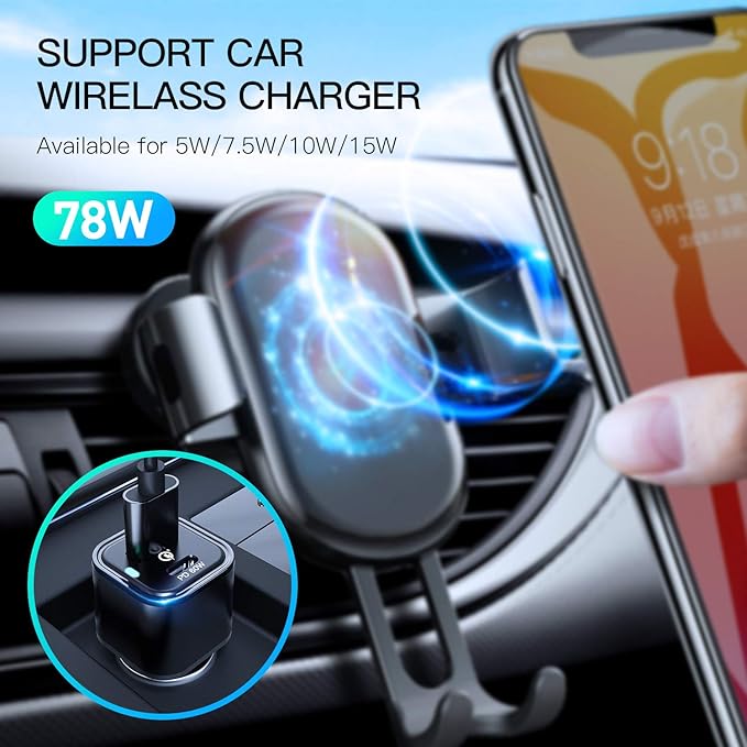 REXING JETSPEED Black 78W PowerDrive+ USB-C Car Charger, 2 Port QC3.0/PD3.0 for Dashcam/Android/iPhone/iPad/MacBook/Windows Fast Charge Dual Cigarette Lighter Adapter