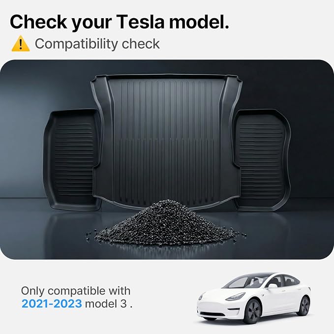All Weather Cargo Liners for Tesla Model 3 Trunk Mats,Front Frunk and Rear Trunk Tray Mats Protector 2021 2022 2023 Accessories