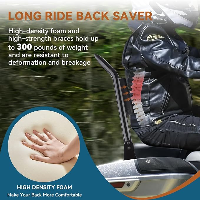 28" Sissy Bar for Harley, Detachable Passenger Backrest with 4-Point Docking Hardware Kit, Rear Back Pad Fit for Harley Davidson Street Glide Road Glide Electra Glide Road King 2014-up Black