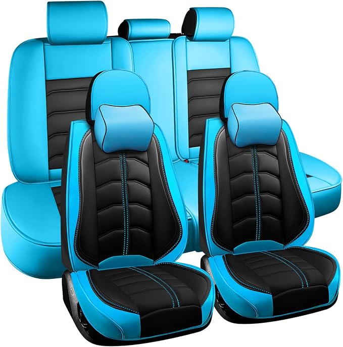 Car Seat Cover for Toyota Highlander 2001-2026, Durable Wear Resistant Waterproof Seat Cover, Breathable No Odor Premium Leather Vehicle Interior Accessories.(Luxury 5 Seats,Black Blue)