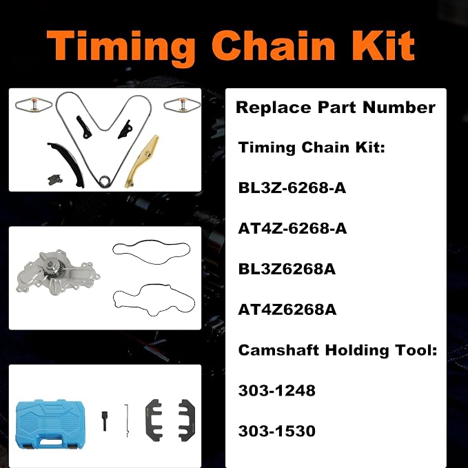 3.5 Timing Chain Kit w/Water Pump Fit for Ford Edge Explorer 11-19 303-1248 | Camshaft Holding Tool with Timing Alignment Holder Tool Kit Fit for Flex/Taurus/Mustang 3.5L 3.7L V6 BL3Z-6268-A