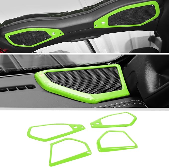 JWWY for Jeep JL Speaker Audio Trim Top & A Pillar Cover Trim for 2024 Jeep Wrangler JL JLU & Gladiator JT Accessories ABS 4PCS Green