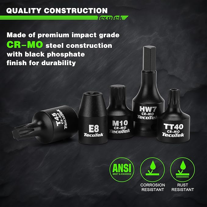 TecoTek 84-Piece 3/8-Inch Drive Master Hex Bit Impact Socket Set, Impact Allen Bit Socket Set, Star Bits, Stubby Bits, Tamperproof Star and Triple Square, Cr-Mo Steel, Heavy Duty Storage Case