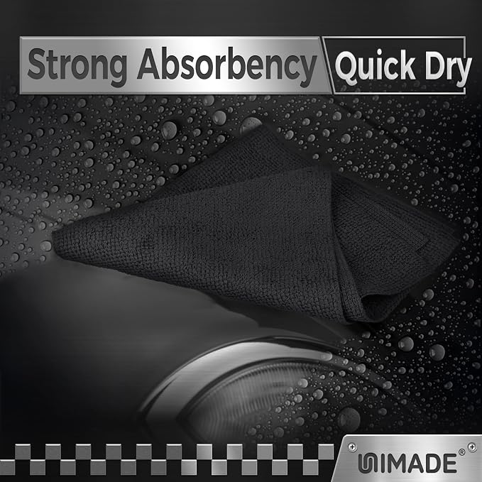 UNIMADE Microfiber Cleaning Cloth, 200 Pack Microfiber Towels for Cars Reusable Shop Rags Bulk Lint Free Cleaning Towels for Car Kitchen Automotive Bar Mechanic Restaurant Garage, 11.5"x 11.5", Grey