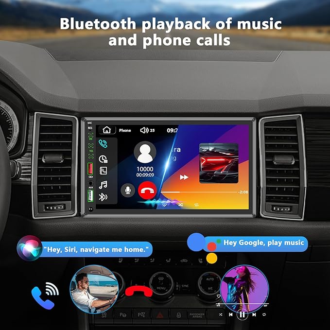 Single Din Touchscreen Radio,Single Din Car Stereo with 7'' Touchscreen,Car Radio with Mirror Link/Bluetooth Hands-Free Calling/AUX/USB/SWC