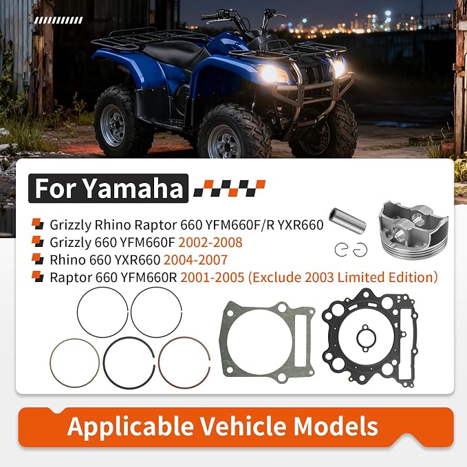 Top End Rubuild Kit 100mm STD Forged Piston For Yamaha Grizzly Rhino Raptor 660 YFM660F/R YXR660 2002-2008 3YF-11631-00-X0