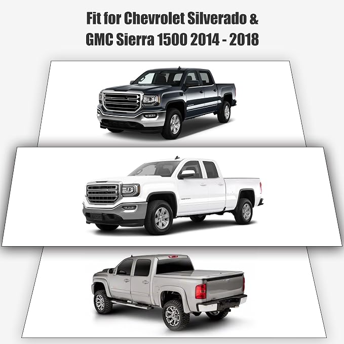 Seat Covers for Chevy Silverado & GMC Sierra 1500 2014 2015 2016 2017 2018 Front & Rear 60/40 Split Bench Full Set Foam Padded Heavy-Duty Automotive Seat Cover Set - Black