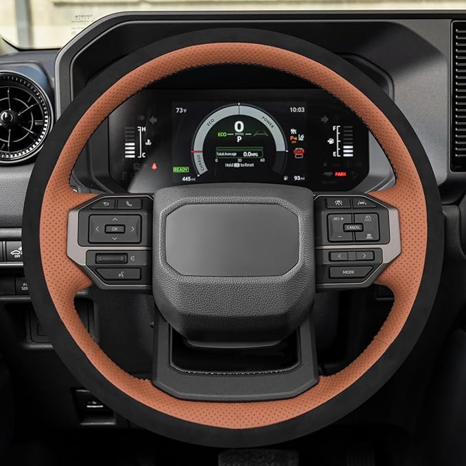 MEWANT Hand Stitch Steering Wheel Cover for Toyota Land Cruiser 2024-2026, Custom Fit DIY Wrap Interior Accessories