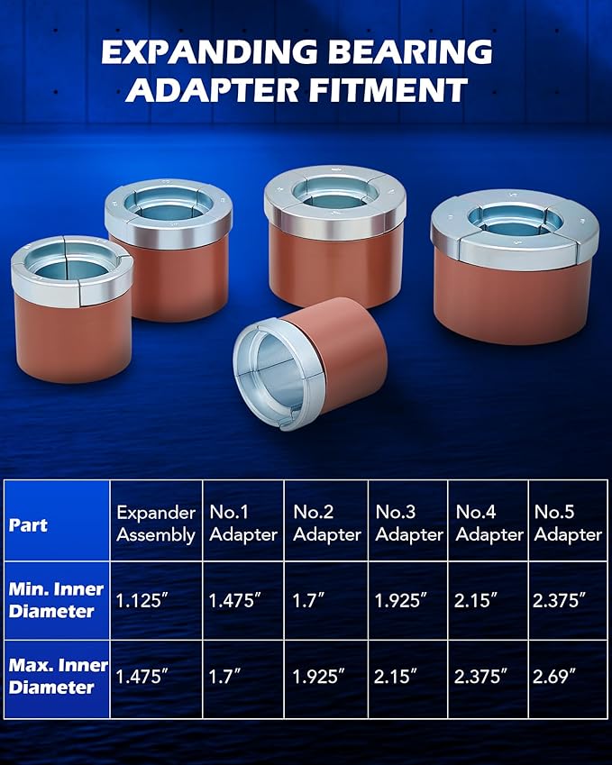 Orion Motor Tech Cam Bearing Removal and Installation Tool Set | Complete Camshaft Bearing Tool Kit with 1-1/8 to 2-2/3 Inch Adapters, Covers Most Domestic and Import Vehicles