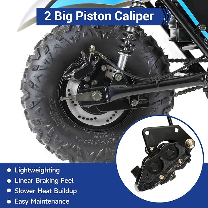 Mini Bike Rear Hydraulic Brake Kit Compatible with Trailmaster Hurricane 200x MB200-2 196cc 6.5hp 6hp Minibike with Brake Caliper 7/8" Left Master Cylinder Hardware Parts