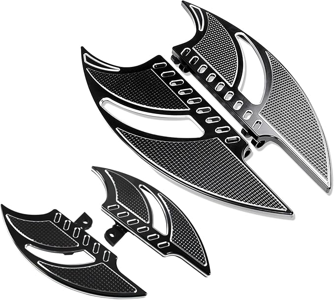 Motorcycle Floorboards Set Driver Passenger Footboards Front Rear Foot Pegs Fit For Harley Touring Road Glide Electra Glide Street Glide Softail Dyna (Black)