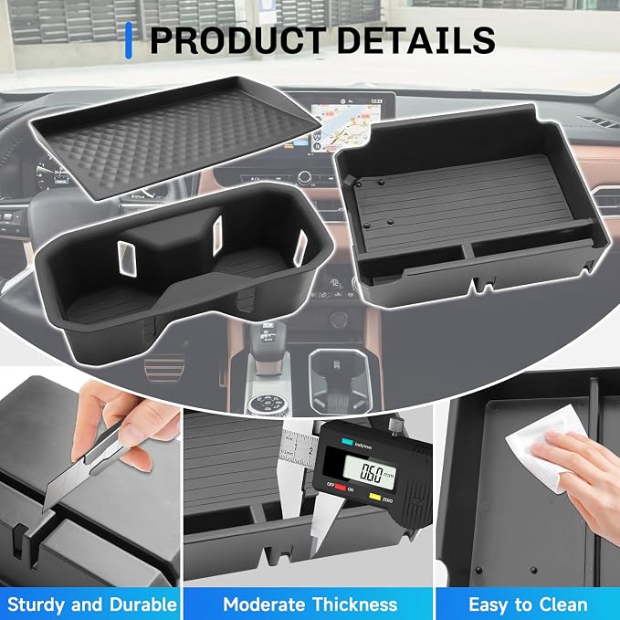 SXCY 3PCS for 2025 2026 Mitsubishi Outlander [Gas] Console Organizer+Cupholder+Charging Mat for 2025 2026 Mitsubishi Outlander Accessories 2026 Outlander Console Organizer Armrest Tray [Not for Sport]