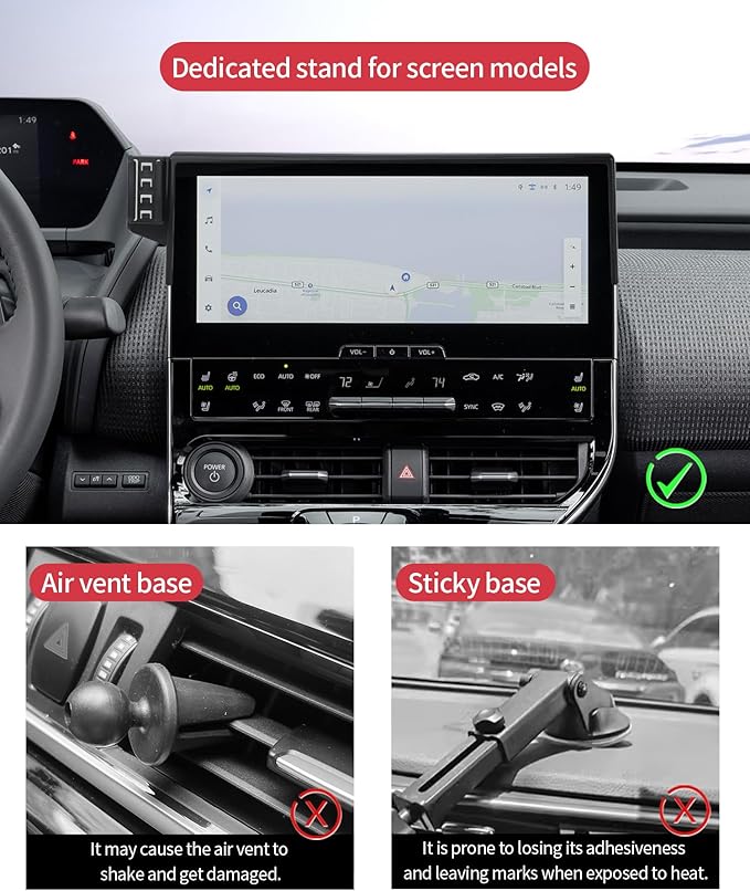 Wireless Charging Car Phone Holder for Toyota BZ4X 2023-2026 / Subaru Solterra 2023-2026, 8/12.3" Screen Fixed Clip, 360° Rotation Car Phone Mount Compatible with MagSafe
