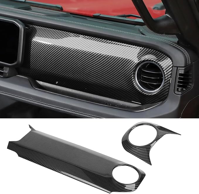 Shifter Bezel Dash Air Vent Trim 3PCS for Jeep JL JLU Gladiator JT 24-26 | Carbon Fiber Look Panel Covers Center Console Protective Set 2024 2025 2026 Wrangler Sahara Rubicon Interior Accessories