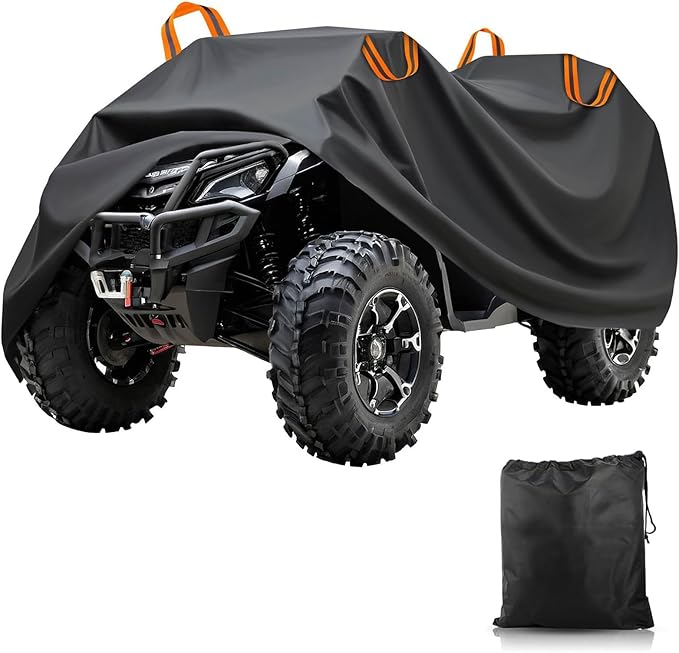 Heavy-Duty ATV Cover 600D Oxford Waterproof, UV Protection for 4-Wheeler/Quad, All Weather Season Protection Outdoor for Polaris Kawasaki Yamaha Suzuki Can-Am