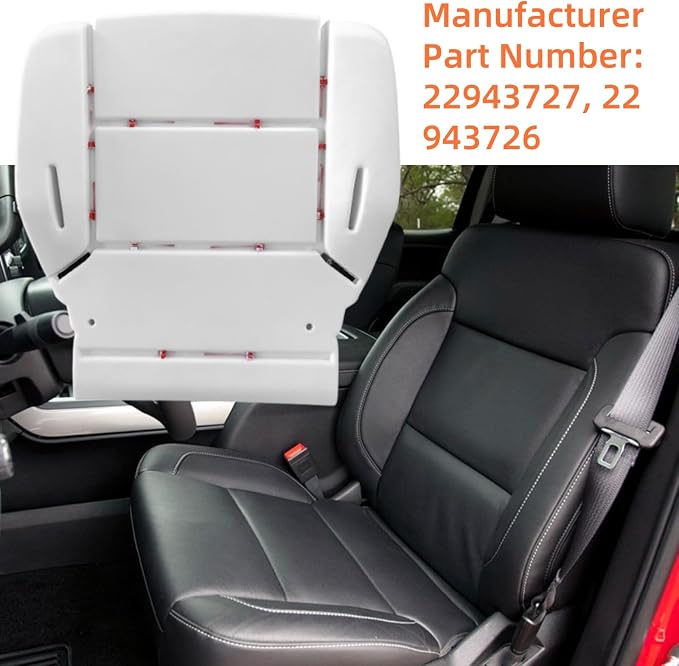 Black Driver Side Bottom Replacement Leather Seat Cover & Foam Cushion Compatible with Chevy Silverado Tahoe Suburban Avalanche GMC Sierra Yukon 2014-2019