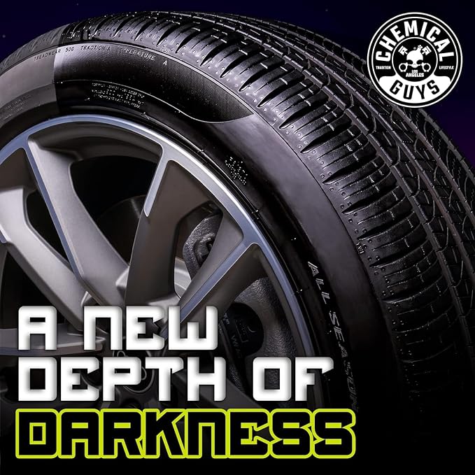 Chemical Guys Galactic Black Wet Look Tire Shine Dressing, 16 fl oz + Wonder Wave Durafoam Contoured Large Tire Dressing Applicator Pad, Pack of 2 - HOL457