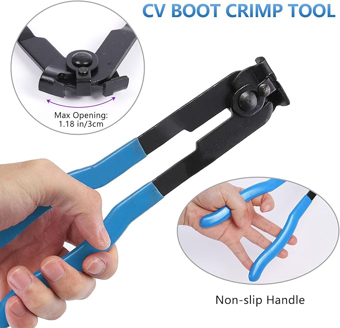 22Pcs CV Boot Clamp Pliers Set, CV Joint Ear Clamp Banding Tool, CV Axle Removal Tool, Automotive Hose Axle Plier, 2Pcs Ball Cage Dust Cover, 10 Sets of Adjustable Single Lug Ball Cage Clamps (Blue)